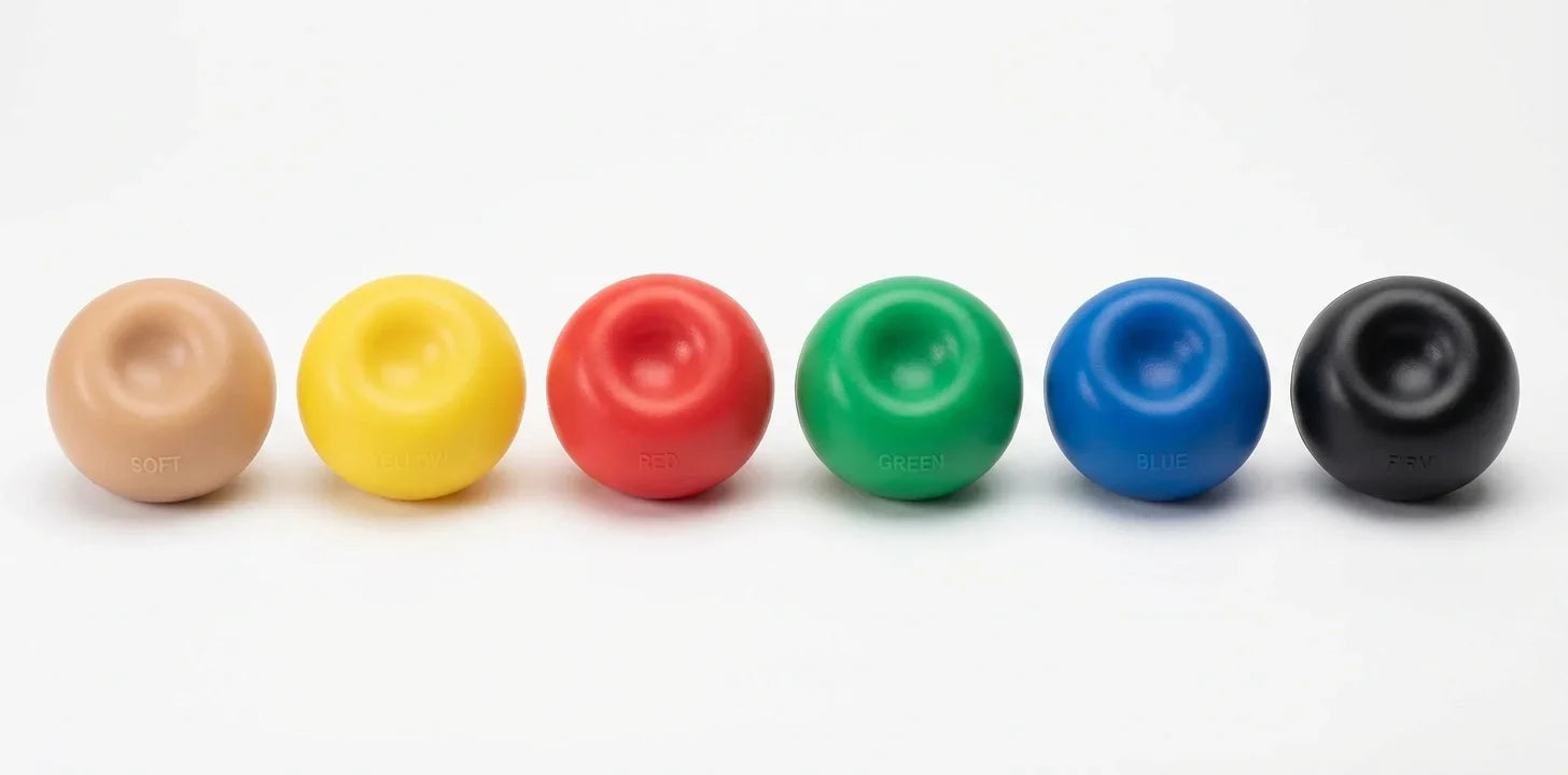 Pelotas de gel terapeuticas para rehabilitacion de mano en progresion de resistencia por color