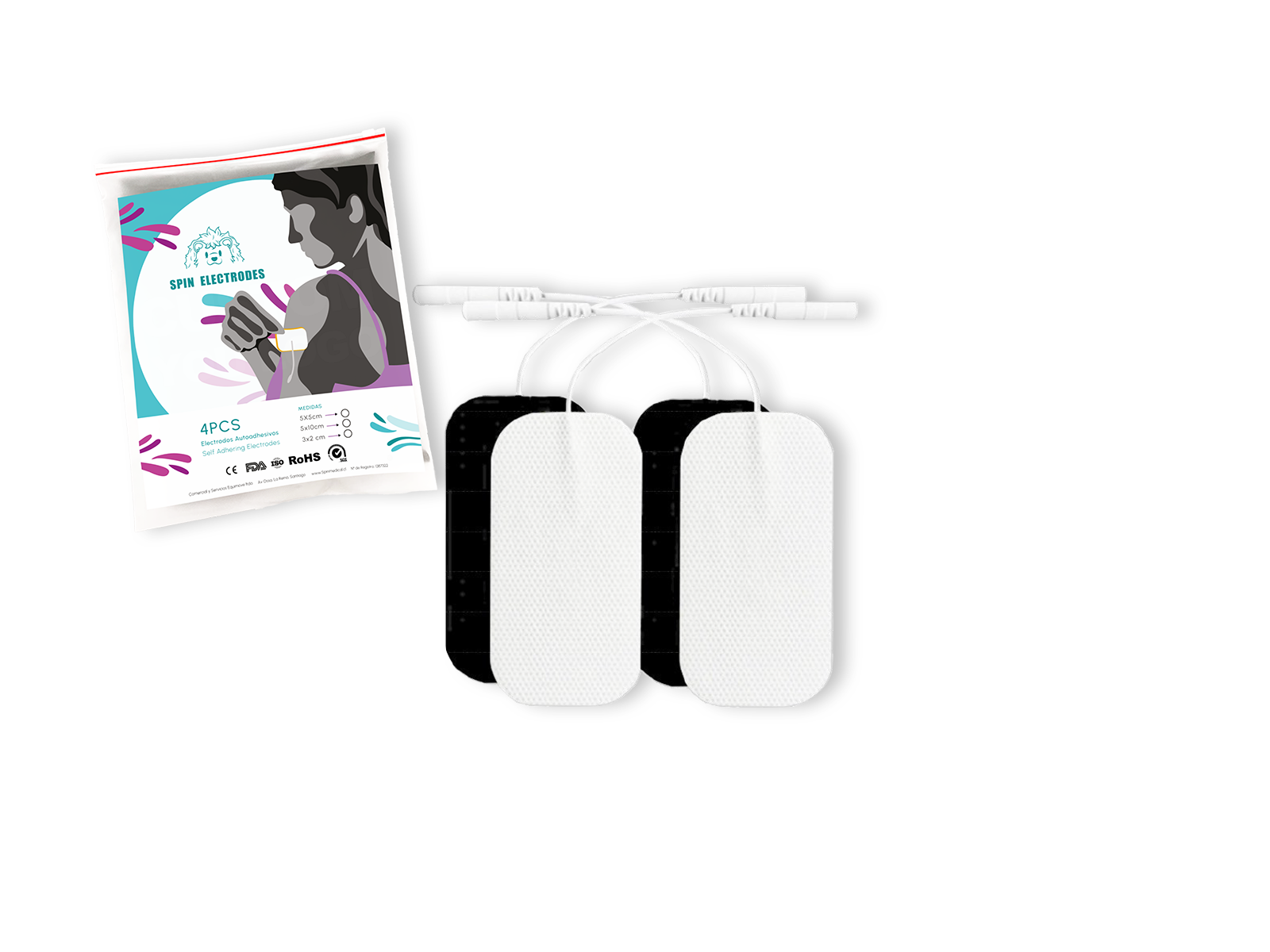 Pads 5x10 Cm Para TENS Y EMS, Gel Reutilizable. Distribuidor Mayorista, Precios Por Mayor.