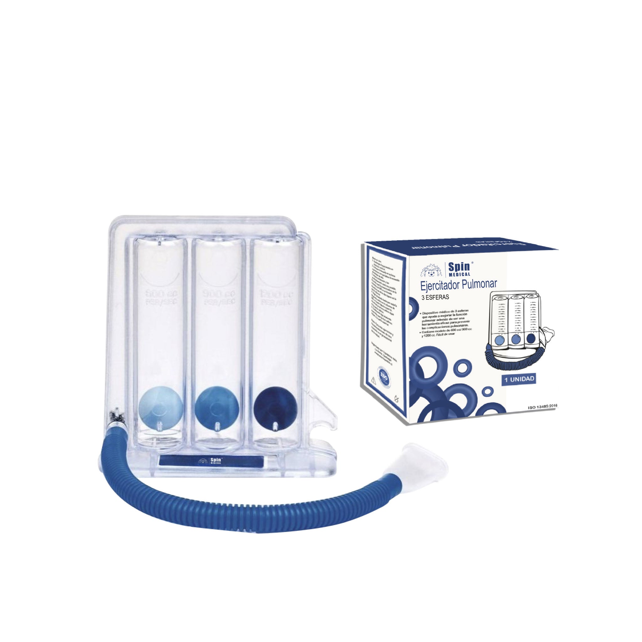 Ejercitador Respiratorio Three Flow En Uso Durante Terapia Pulmonar. Distribuidor Mayorista, Precios Por Mayor.