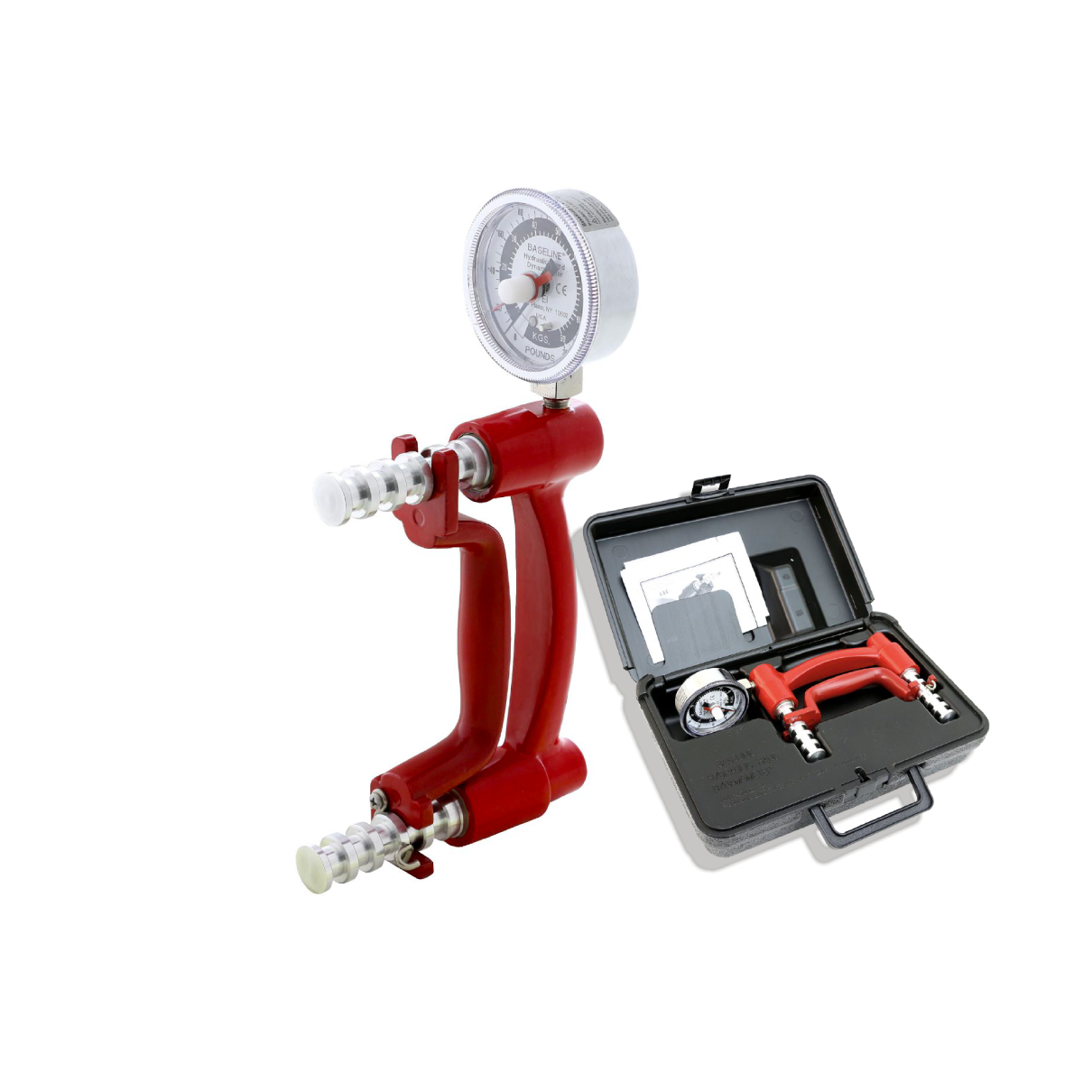Dinamómetro Baseline hidráulico rojo con estuche rígido, instrumento clínico profesional. distribuidor mayorista, precios por mayor.