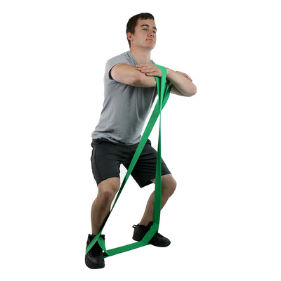 Entrenamiento y ejercicios con banda elástica verde Multigrip para kinesiologia